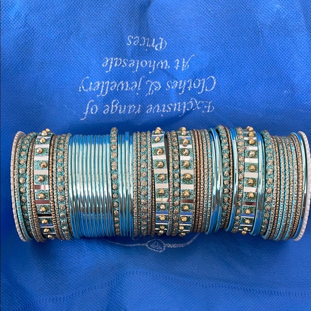 Turquoise Crystal Stackable Bangle Set - Brand